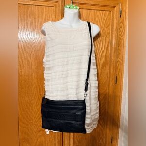 Ala Pilar Black Leather Crossbody Bag